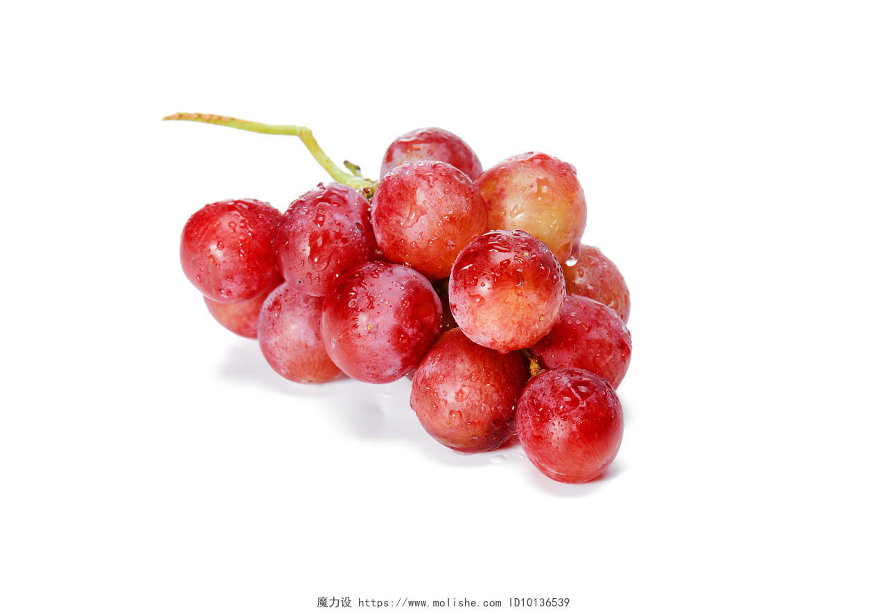白底美味新鲜水果提子葡萄一串红提一串葡萄